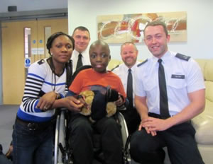 L-R Cynthia Akeju, PC Darren Greenall, Tami Akeju, Sergeant Allan Shields, PC Ed Bengree