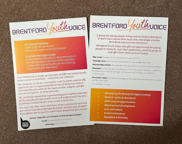 Brentford Youth Voice Leaflets