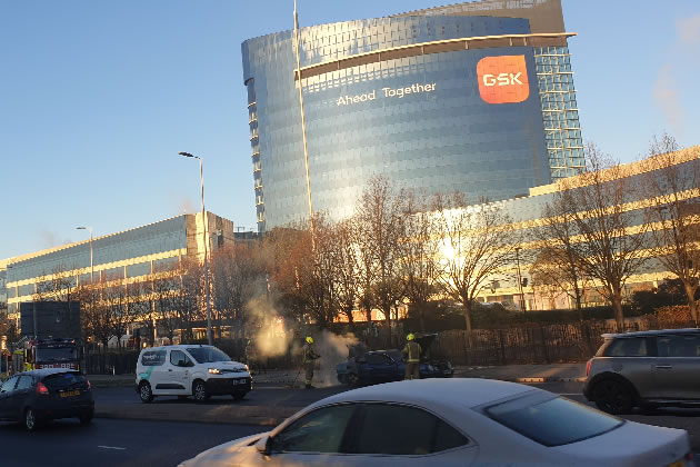 The fire was right in front of the GSK building