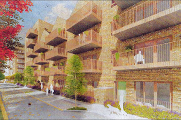 Artists impression of one of the apartment buildings at Churchill House 