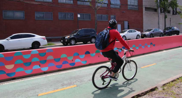 A colourful road barrier