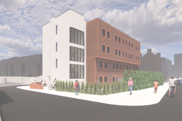 Visualisation of the proposed north façade of Concord House 