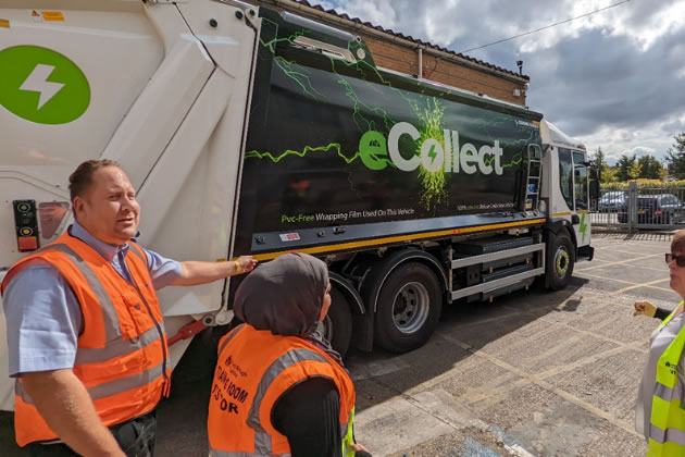 An electric refuse lorry 