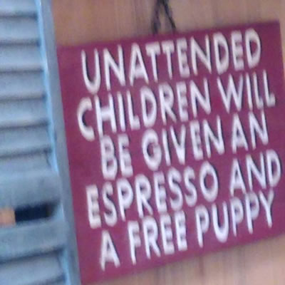 Expresso and puppy for unattended children