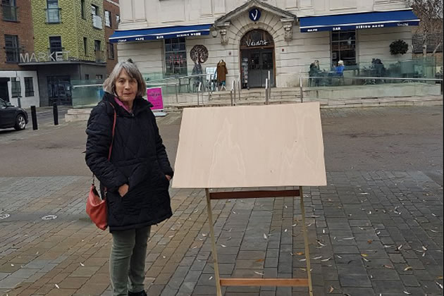 A suggested location for the information panel in Market Place 