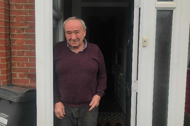 77-year-old John Mullarkey was forced to pull fistfuls of leaves from a drain