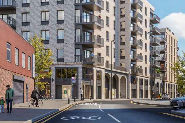 CGI from the developer of the scheme as seen from Commerce Road 