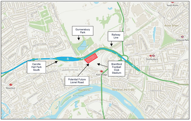 Map showing location of Sega Building development scheme 