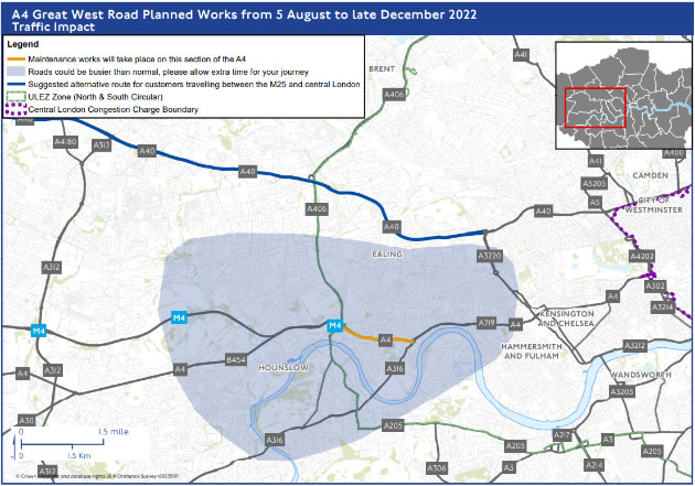 Traffic impact map issued by TfL 