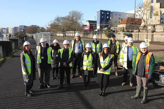Dignitaries assemble by Watermans Park project 