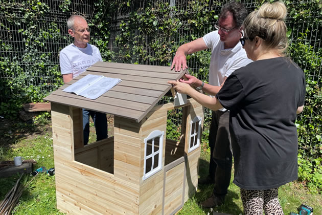 Playhouses, sheds, and wildlife homes have been erected by volunteers