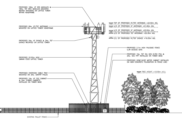 A drawing of the planned mast from the planning application 