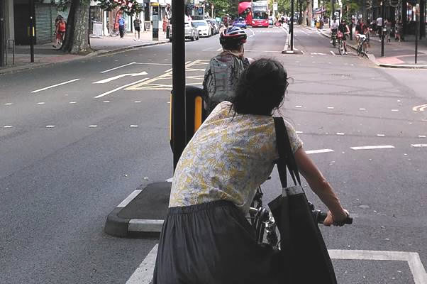 Woman in cycleway