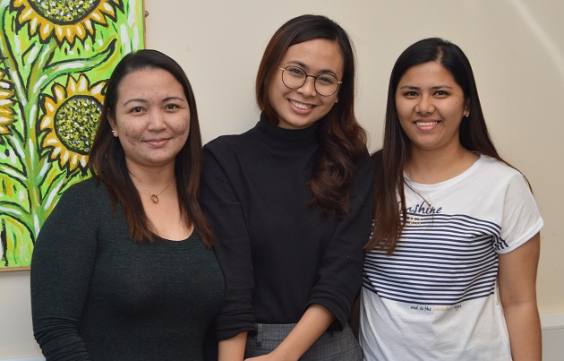 Newly registered nurses Aileen Amoncio, Eryka Fadrigalan and Sarah Balase