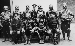 Officers during 'gas mask' training