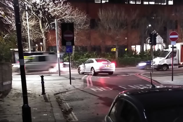Audi goes through No Entry sign in Chiswick