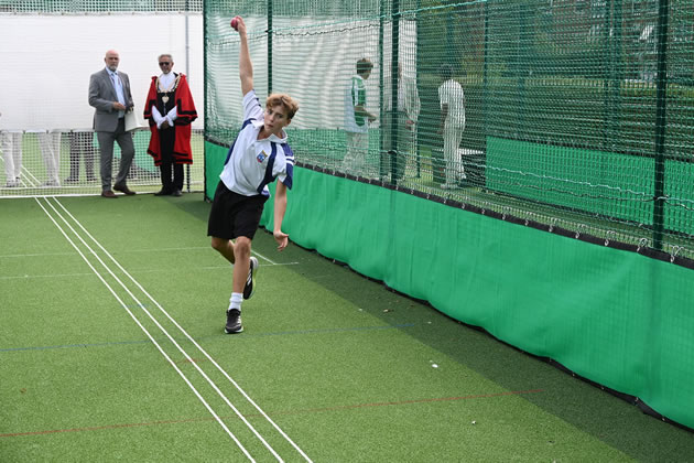 A student in action in the new nets at Isleworth and Syon School 