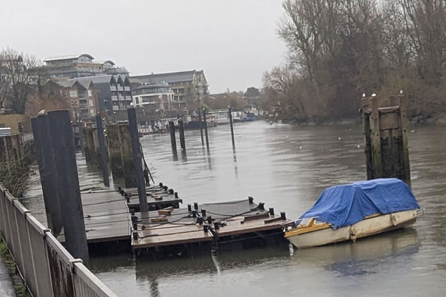 Small boat at marina 