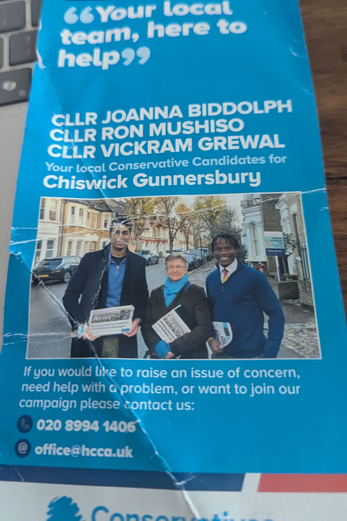 Tory Gunnersbury leaflet 